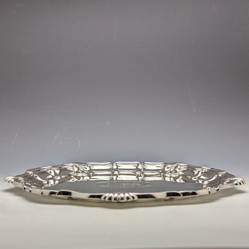 1905年 英国アンティーク 純銀(925シルバー) カードトレイ 直径25.5cm 397g